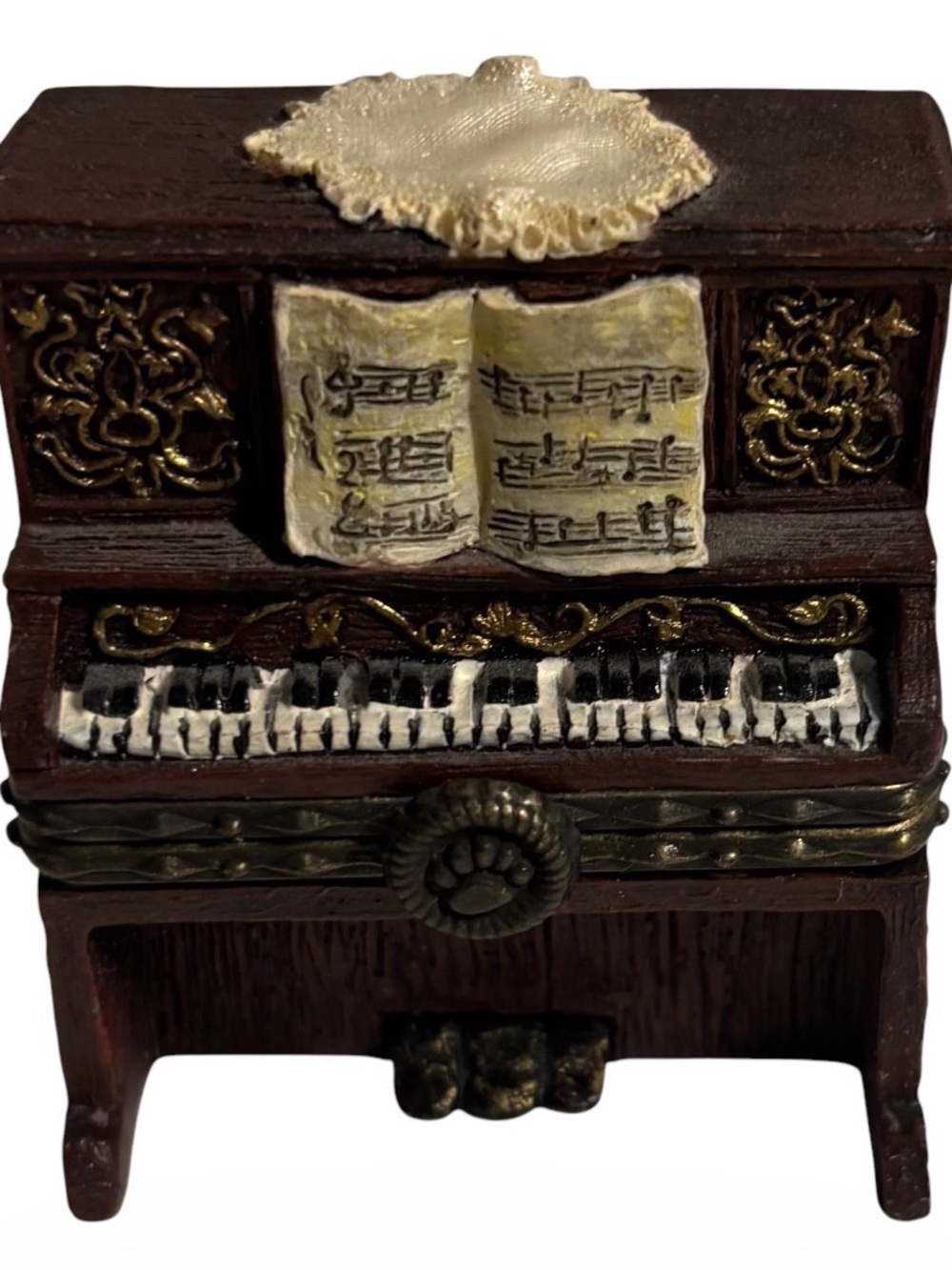 Boyds Bears Brown and Gold Miniature Grandmas Piano w/Maestro McNibble Figurine